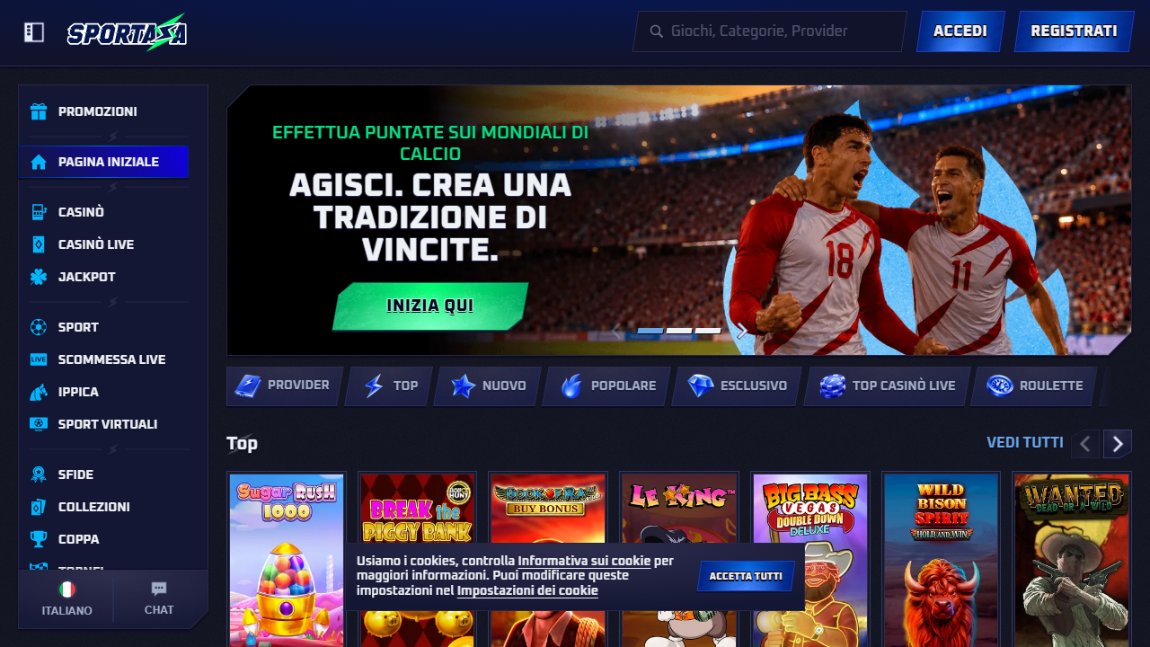 Sportaza.com, homepage del sito scommesse .com