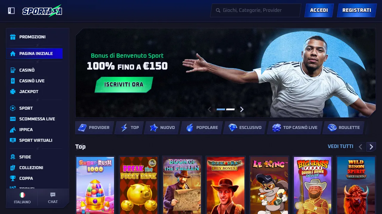 Screenshot della home di Sportaza.com